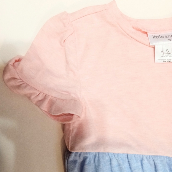 Little Angels colorblock tiered short sleeve casual girls dress - Picture 4 of 4